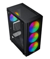 GAMEBOOSTER CASTLE A651B 600w APFC USB 3.0 Mesh 4*Rainbow Fanlı Mid-T ATX Gaming Siyah Kasa